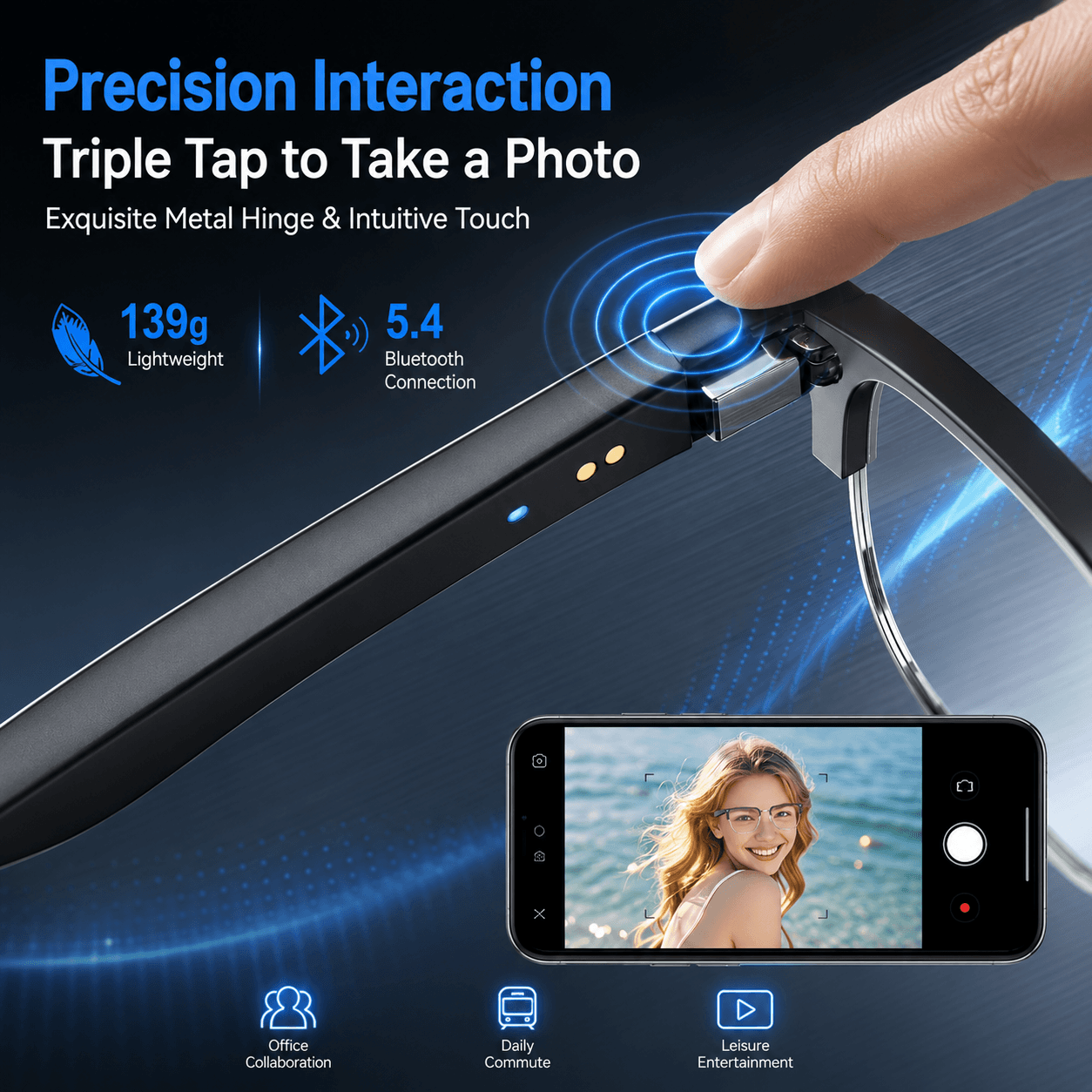 AIMB V2 Smart Bluetooth Glasse - Gaming Glasses Blue recension och pris