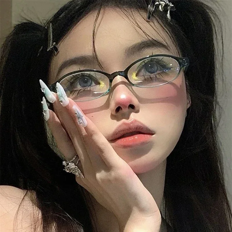 Women Y2K Retro Oval Glasses S - Gaming Glasses Blue recension och pris